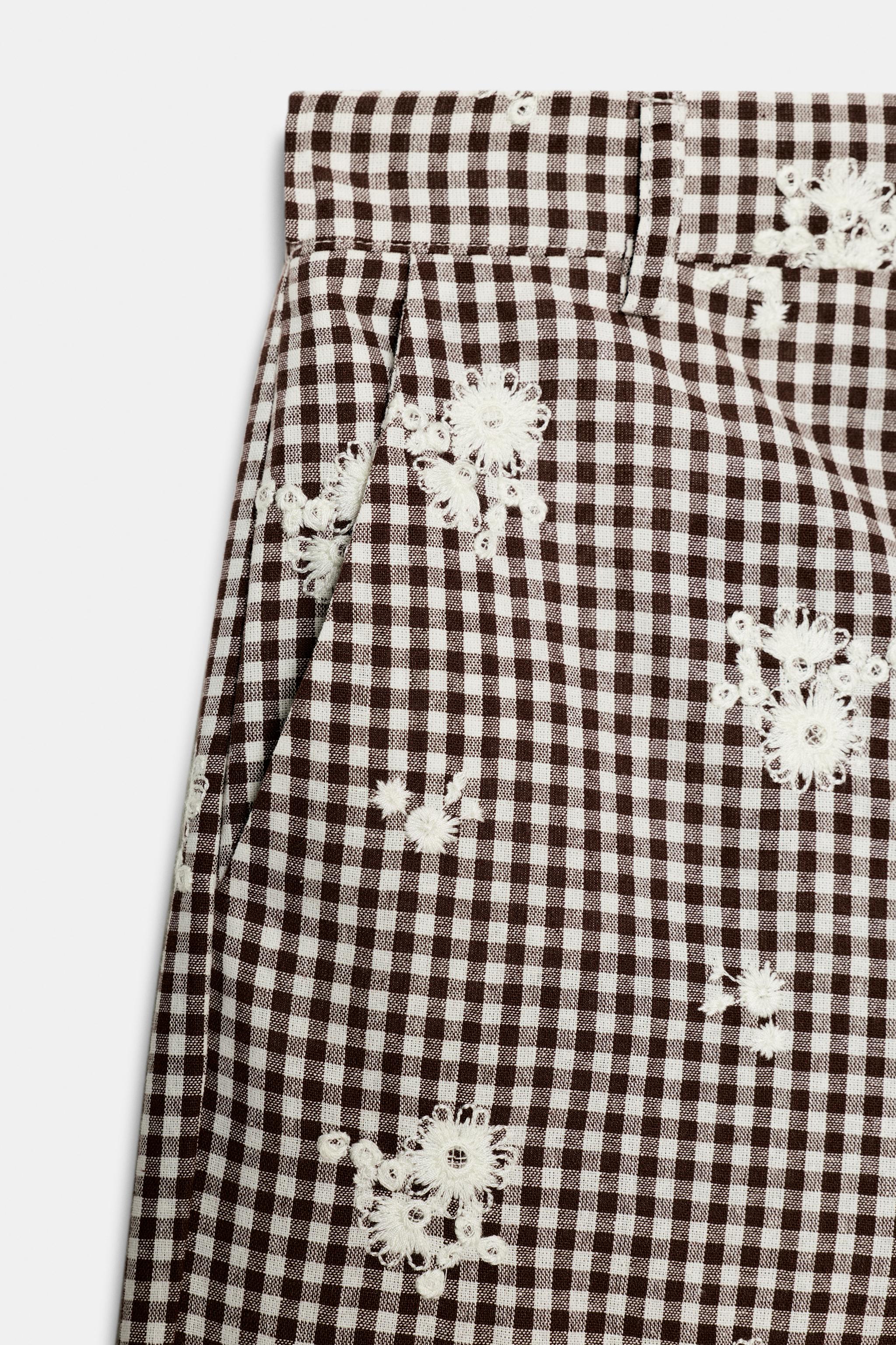 EMBROIDERED PLAID CULOTTES